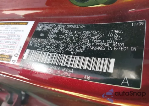 2010 Toyota 4Runner Sr5 V6 z USA, uszkodzony, nr VIN JTEBU5JR2A5007538